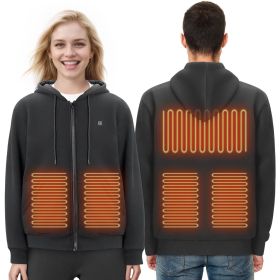 VEVOR Heated Hoodie Sweatshirt Zip Up Unisex with Battery for Men&Women XXXL Black