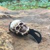 Pocket Mini Knife With Vintage Skull Design; Outdoor Camping Survival Tactical Knife; Necklace Keychain EDC Tool - Black