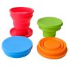 1pc Soft Silicone With Lid; Retractable Mini Folding Water Cup; For Outdoor Travel Hotel - Orange