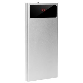 20000mAh Power Bank Ultra Thin External Battery Pack Phone Charger Dual USB Ports Flashlight Battery Remain Display - Silver