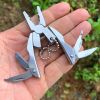 Mini Multi-functional Folding Pliers; Outdoor Stainless Steel Tool - Steel
