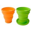 1pc Soft Silicone With Lid; Retractable Mini Folding Water Cup; For Outdoor Travel Hotel - Red