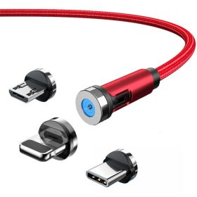 Magnetic Charging Cable; 540¬∞ Rotating Magnetic Phone Charger Nylon Braided Magnetic USB Cable For IPhone/Micro USB/Type C Device - 2M Silvery