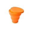 1pc Soft Silicone With Lid; Retractable Mini Folding Water Cup; For Outdoor Travel Hotel - Orange