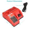 M12 M18 Rapid Fast Charger Fit for Milwaukee 10.8-18V Battery - Red