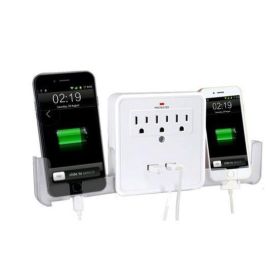 NEW! Classic Combo Wall Adapter W/3 AC Outlets W/Surge Protection And Dual USB Ports To Charge Your Gadgets - Default Title