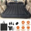 Inflatable SUV Air Mattress Thickened Camping Bed Cushion with Pillow Air Pump Storage Bag PVC Flocked Car Bed for Home Car Travel Camping - Black