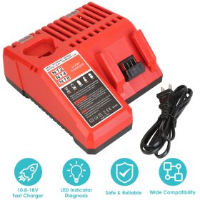 M12 M18 Rapid Fast Charger Fit for Milwaukee 10.8-18V Battery - Red